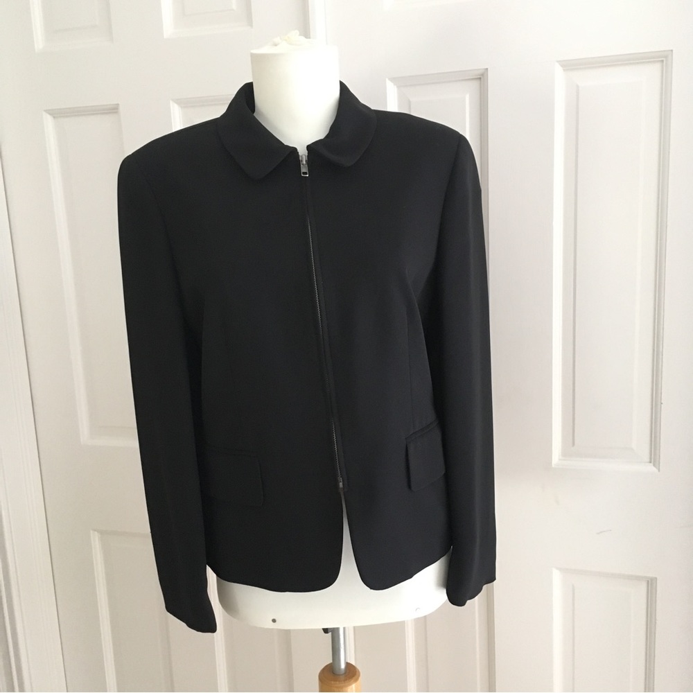 Jones New York Black Zip Front Coat Jacket